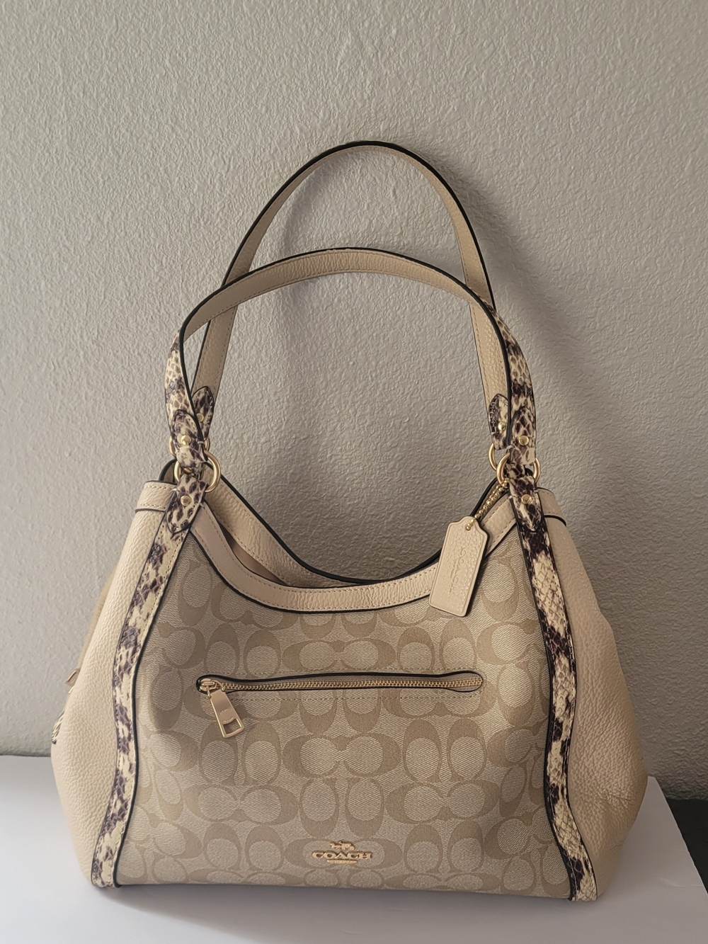 Coach Beige Signature Canvas Hobo Bag with See the photo for condition details